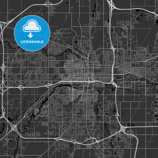 Lansing, Michigan - Area Map - Dark