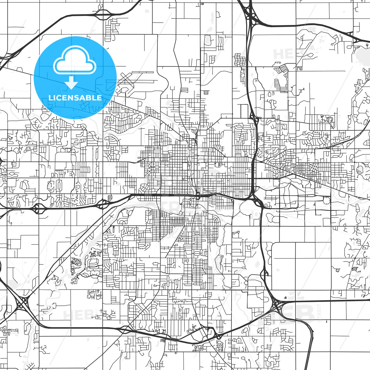 Lansing, Michigan - Area Map - Light