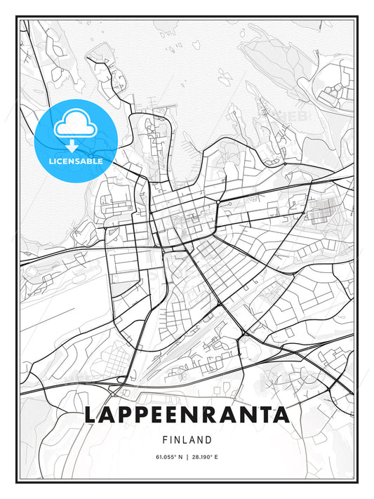 Lappeenranta, Finland, Modern Print Template in Various Formats - HEBSTREITS Sketches