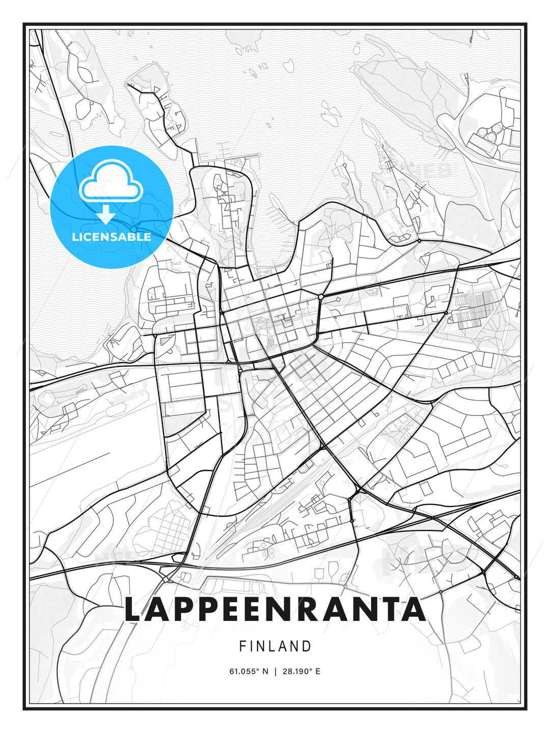 Lappeenranta, Finland, Modern Print Template in Various Formats - HEBSTREITS Sketches