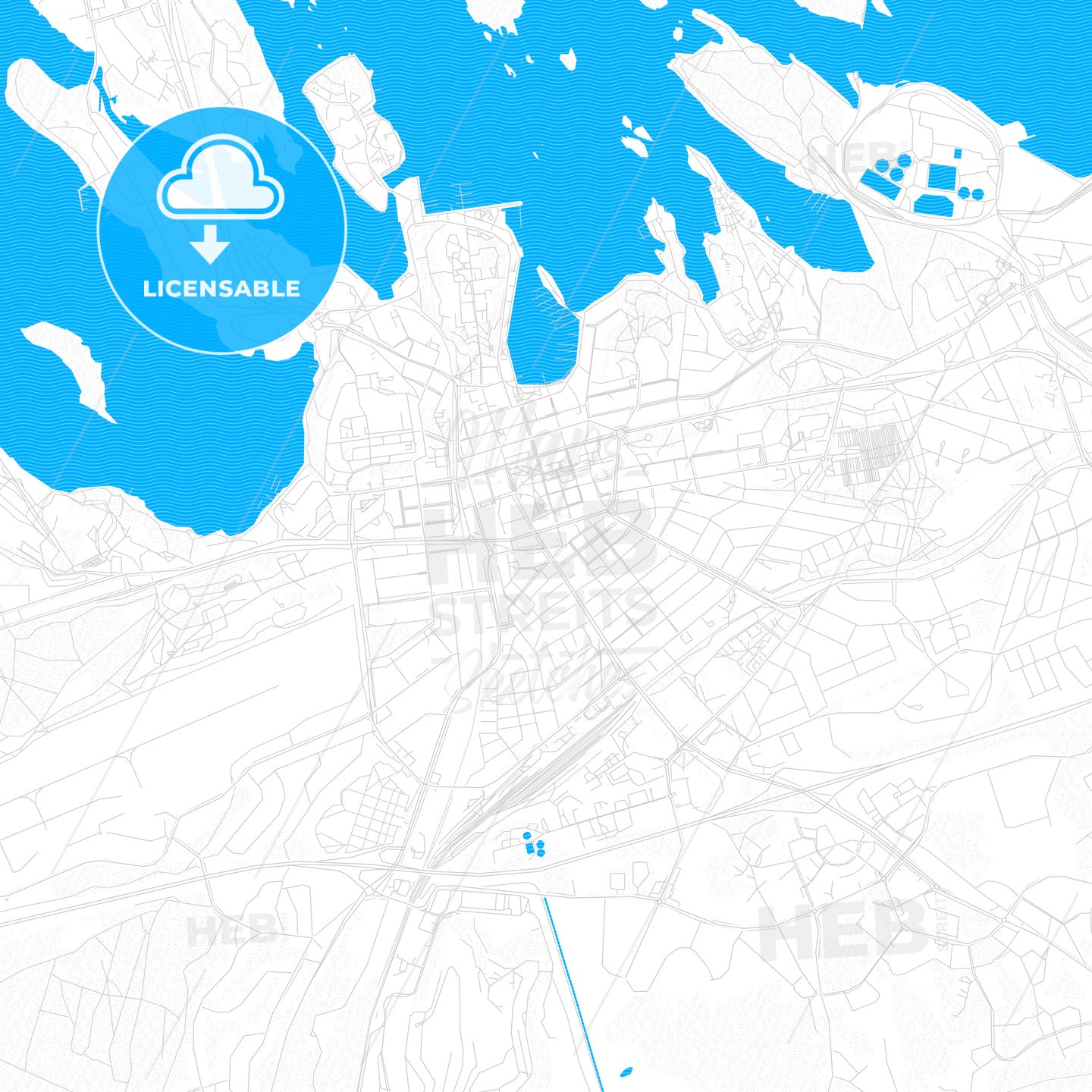 Lappeenranta, Finland PDF vector map with water in focus
