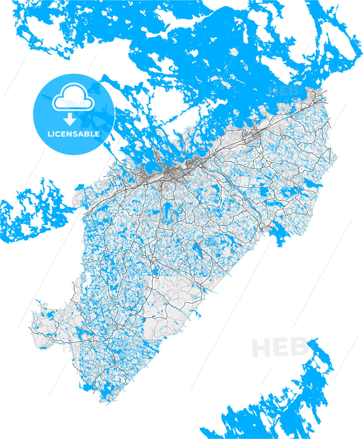 Lappeenranta, Finland, high quality vector map