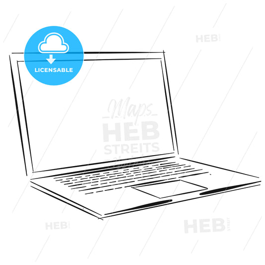 Laptop Outline Sketch – instant download