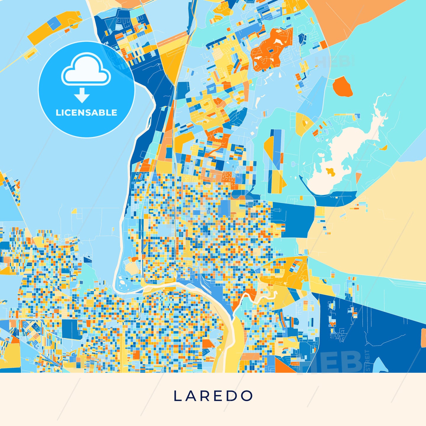Laredo colorful map poster template