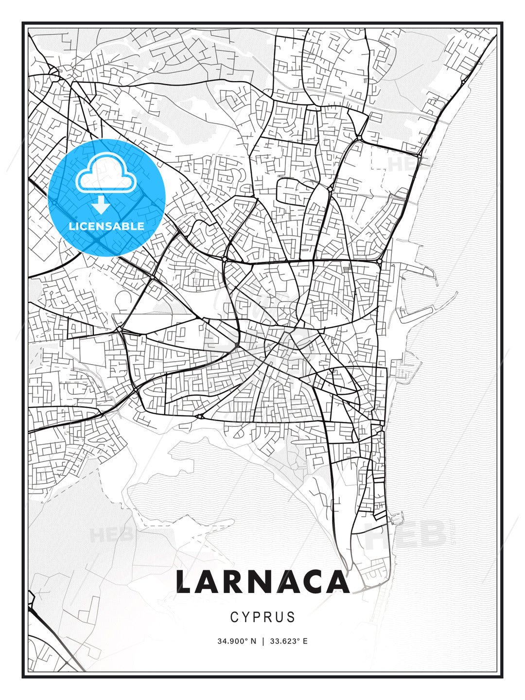 Larnaca  , Cyprus, Modern Print Template in Various Formats - HEBSTREITS Sketches