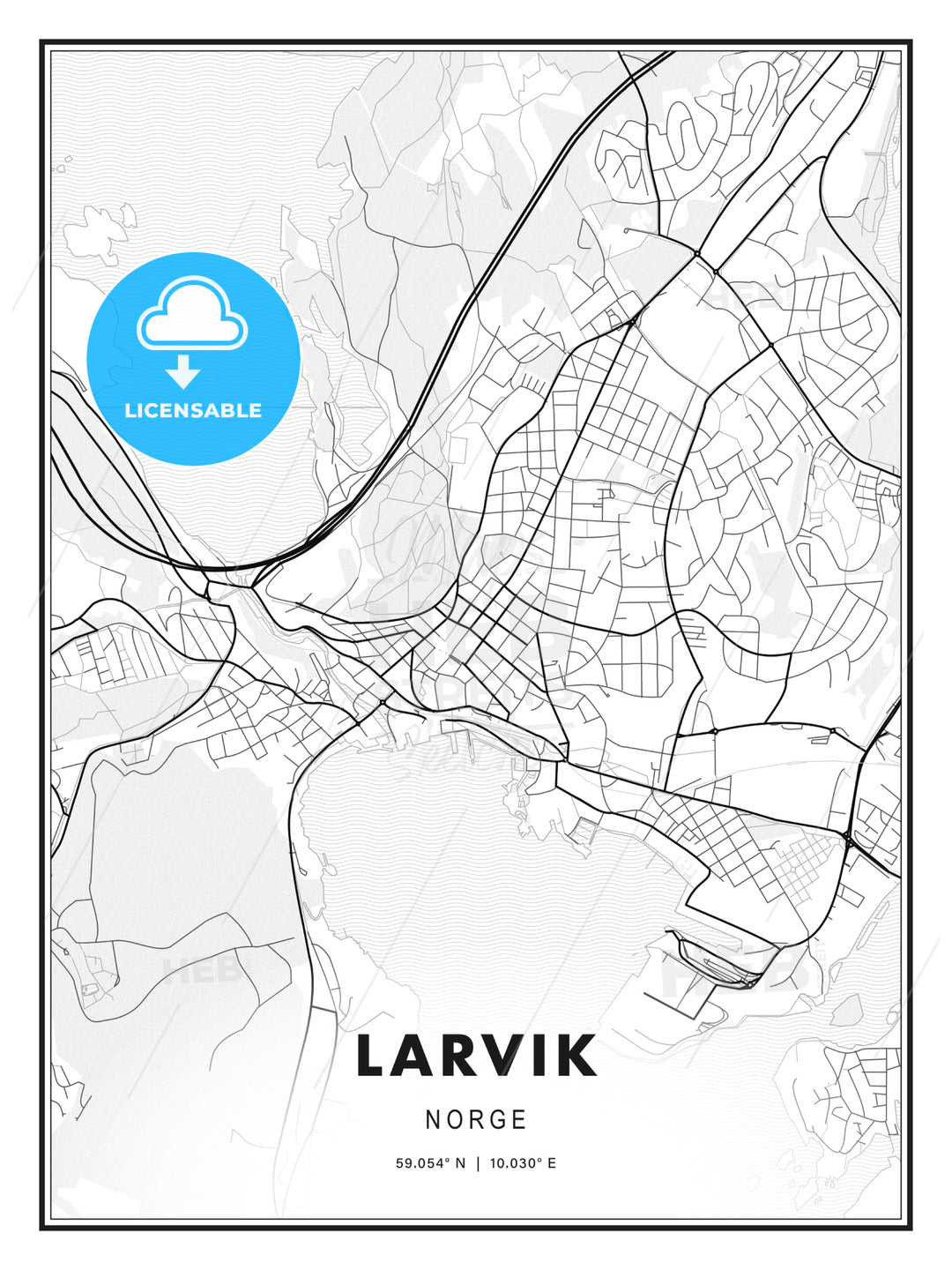Larvik, Norway, Modern Print Template in Various Formats - HEBSTREITS Sketches
