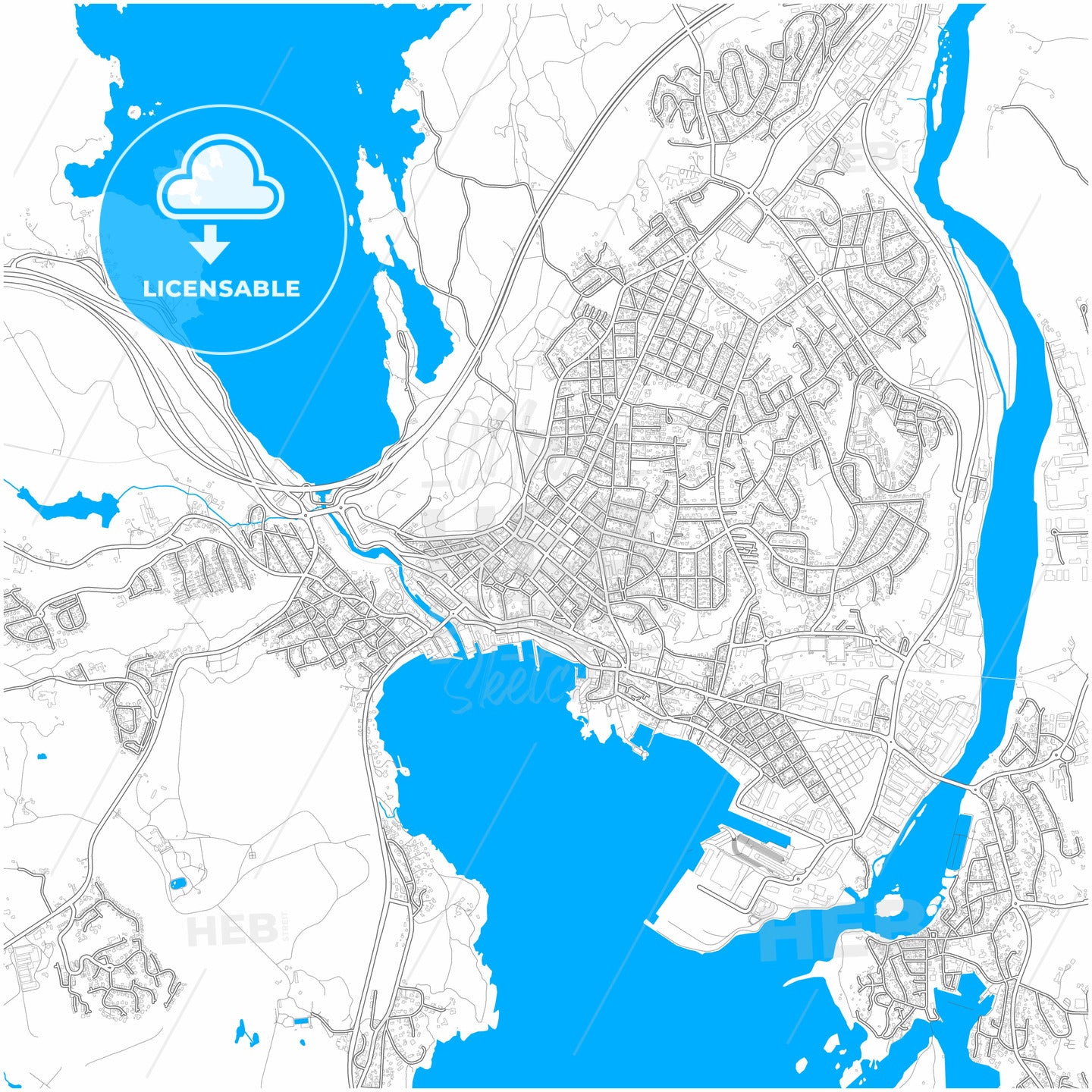 Larvik, Vestfold, Norway, city map with high quality roads.