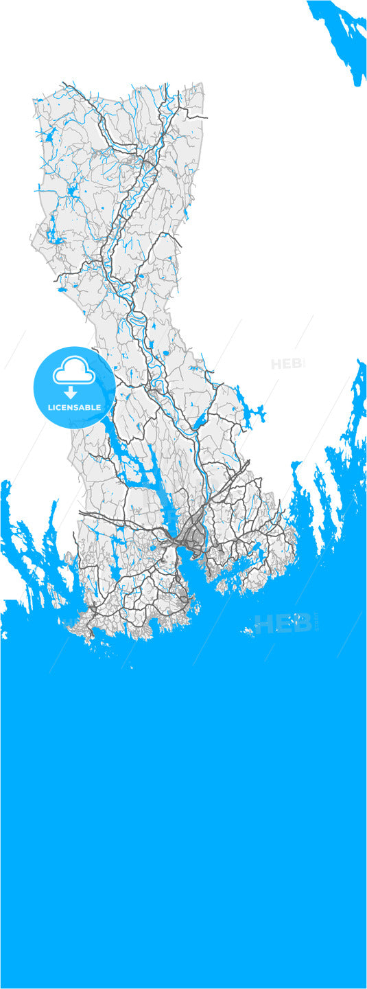 Larvik, Vestfold, Norway, high quality vector map