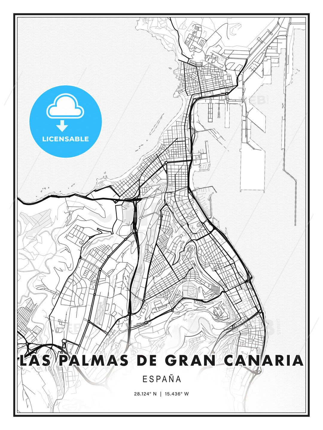 Las Palmas de Gran Canaria, Spain, Modern Print Template in Various Formats - HEBSTREITS Sketches