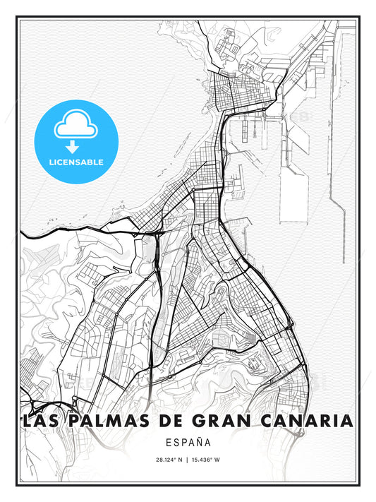 Las Palmas de Gran Canaria, Spain, Modern Print Template in Various Formats - HEBSTREITS Sketches