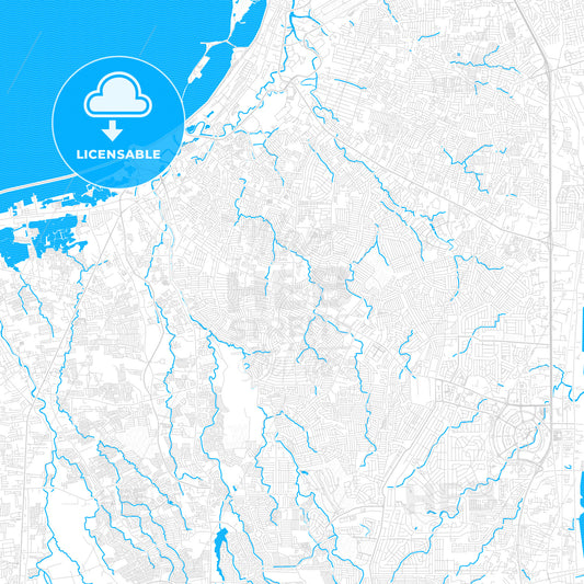 Las Piñas, Philippines PDF vector map with water in focus