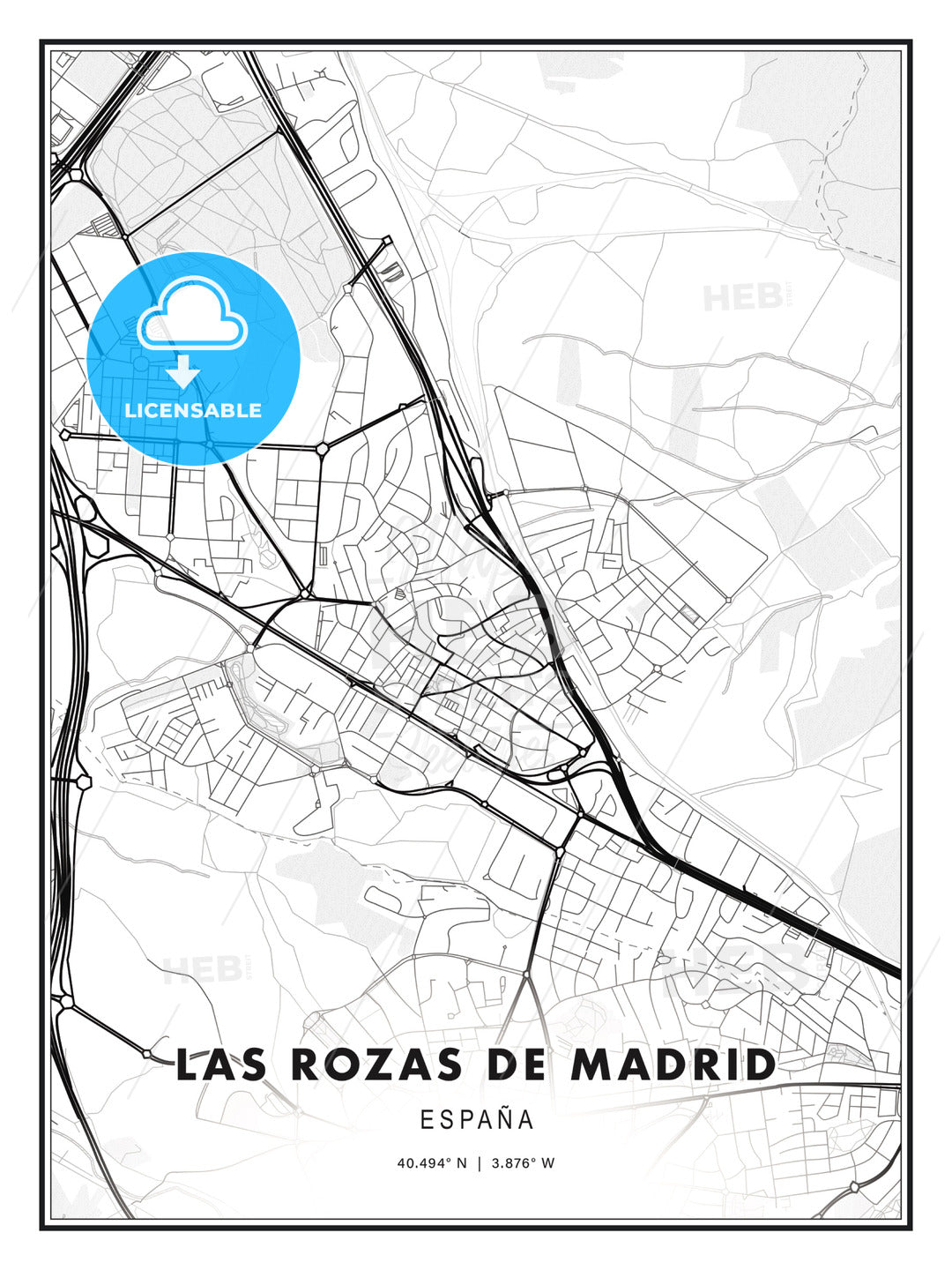 Las Rozas de Madrid, Spain, Modern Print Template in Various Formats - HEBSTREITS Sketches