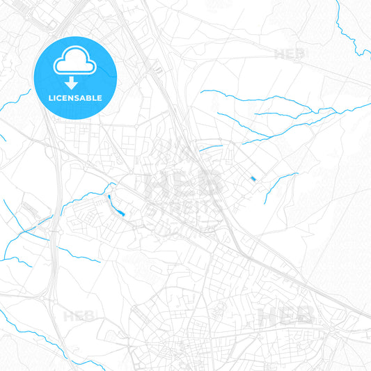 Las Rozas de Madrid, Spain PDF vector map with water in focus