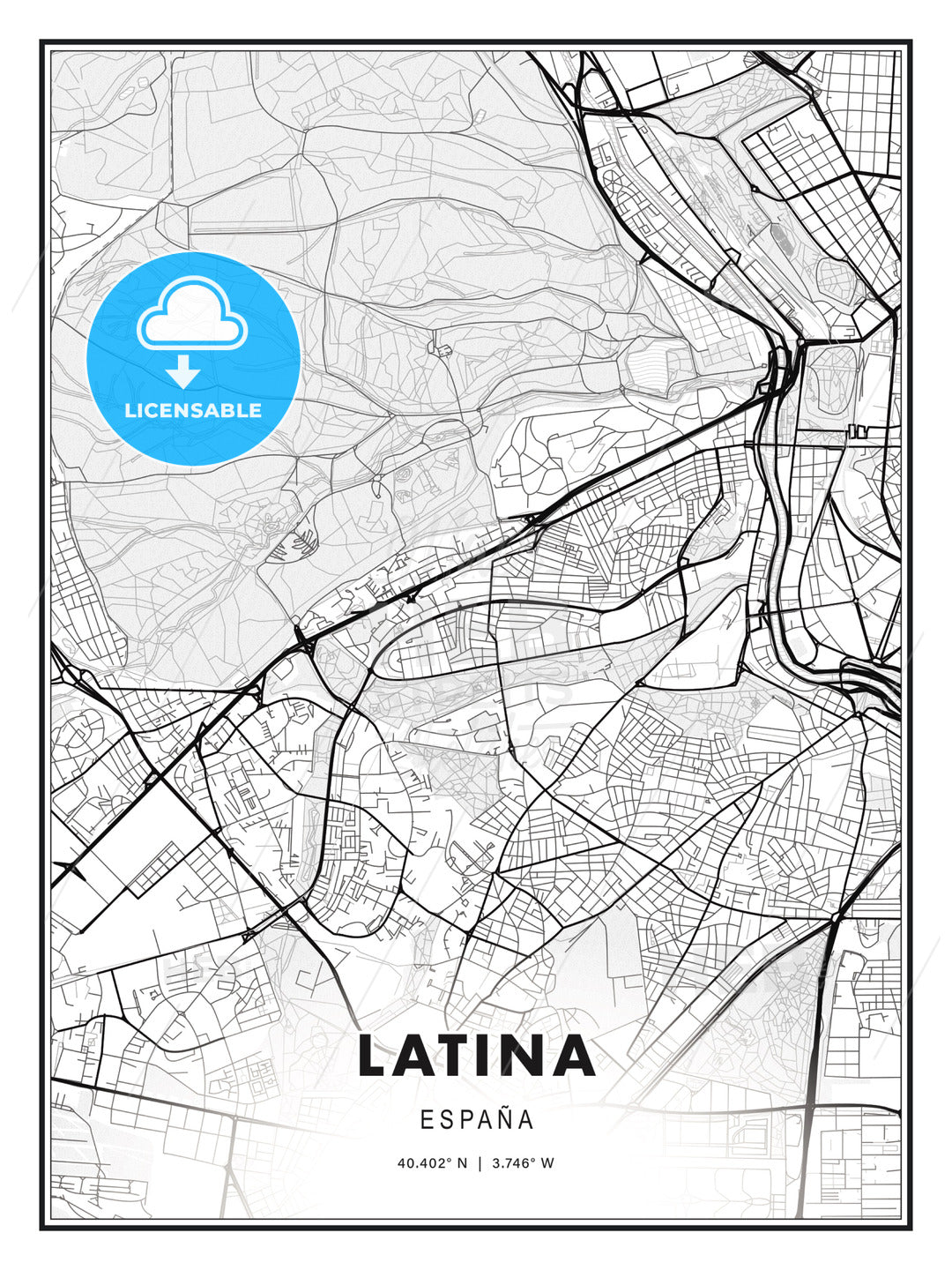 Latina, Spain, Modern Print Template in Various Formats - HEBSTREITS Sketches