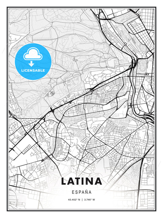 Latina, Spain, Modern Print Template in Various Formats - HEBSTREITS Sketches
