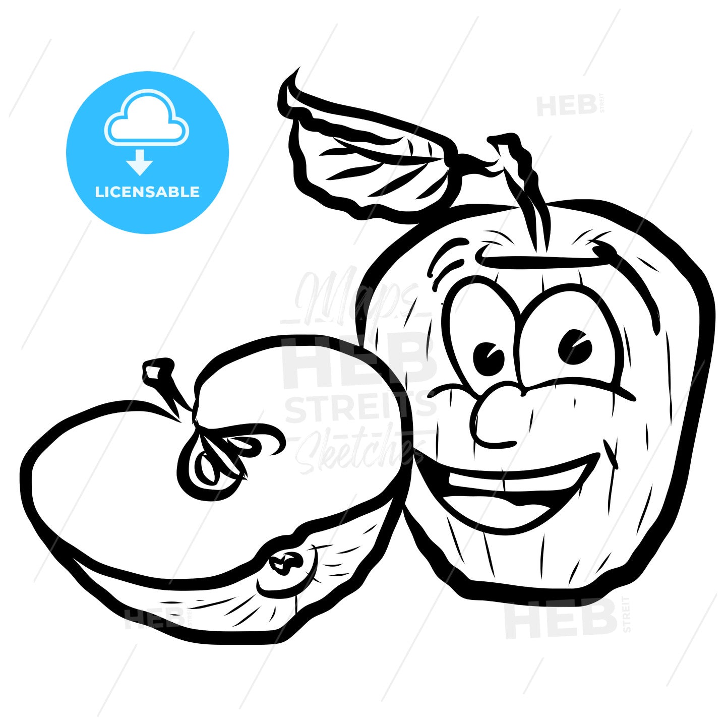 Laughing Apple Vector Illustration Fruits – instant download