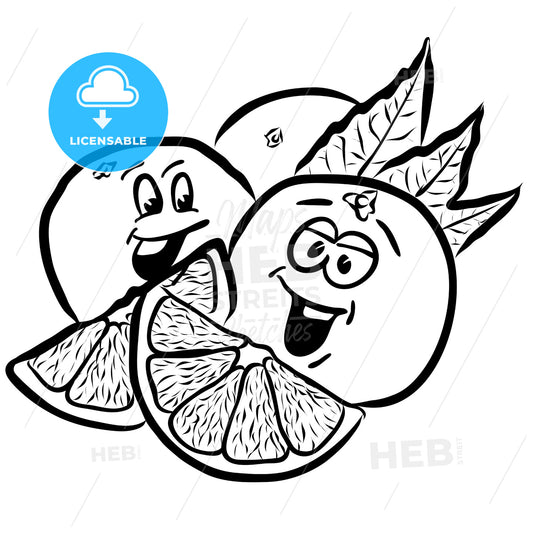 Laughing Oranges Comic Fruits Sketches – instant download