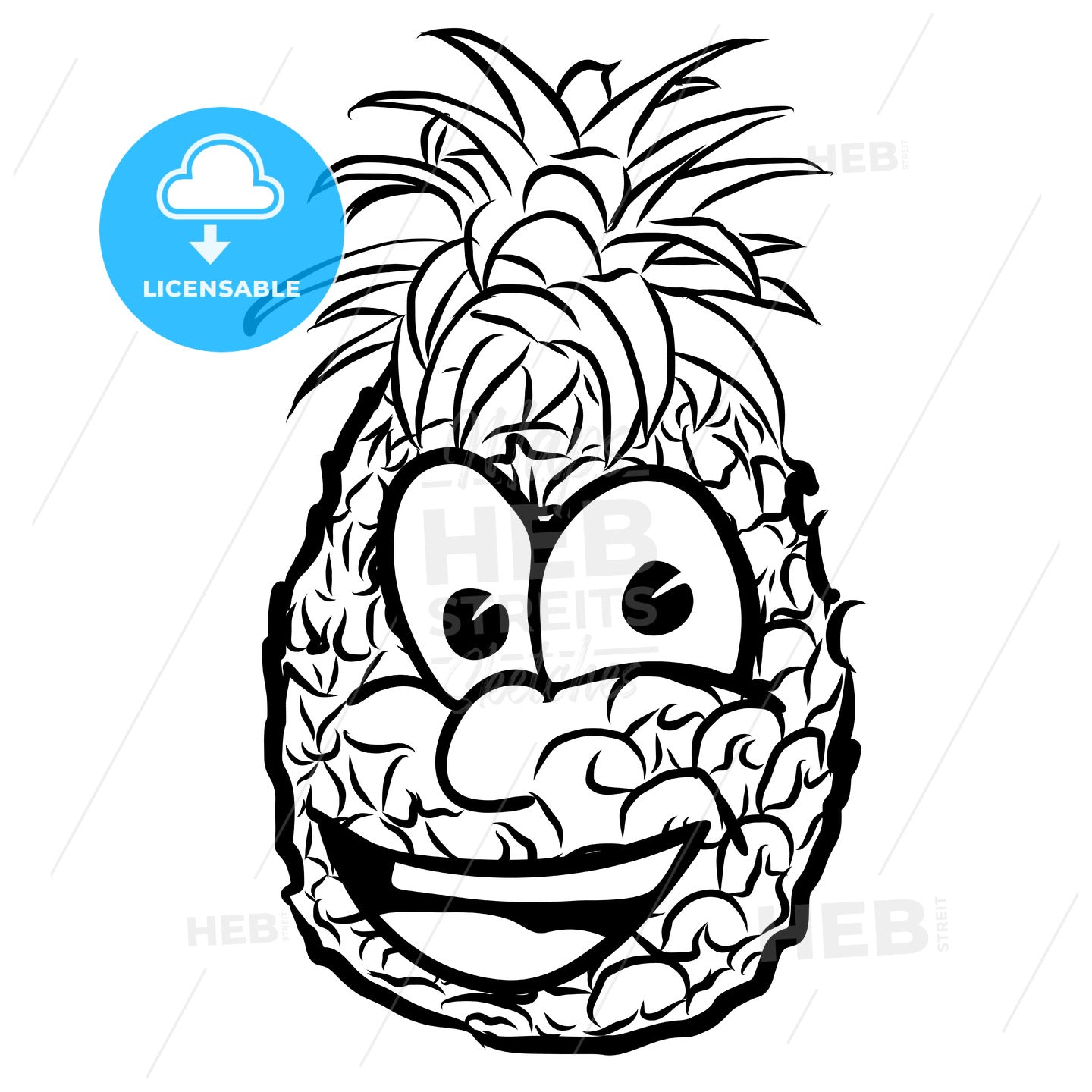 Laughing Pineapple Vector Illustration Fruit – instant download