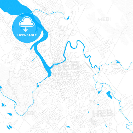 Launceston, Australia PDF vector map with water in focus