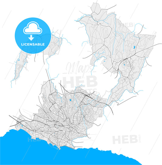 Lausanne, Switzerland, high quality vector map
