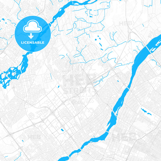 Laval, Canada PDF vector map with water in focus