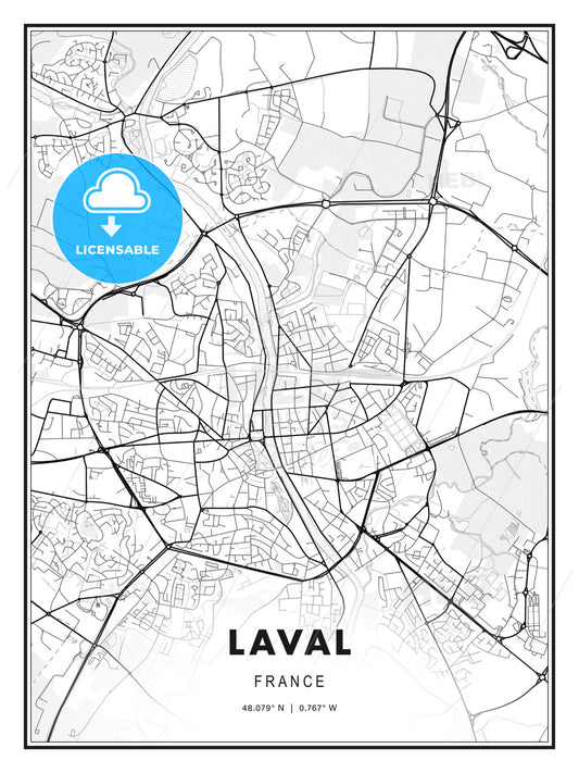 Laval, France, Modern Print Template in Various Formats - HEBSTREITS Sketches
