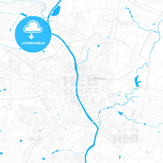 Laval, France PDF vector map with water in focus