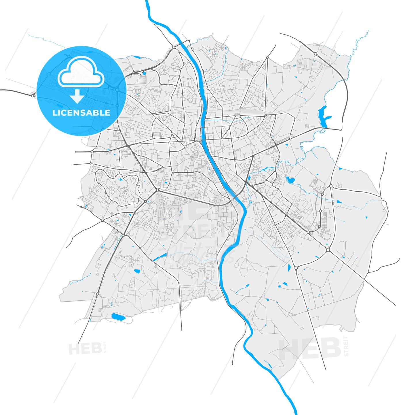 Laval, Mayenne, France, high quality vector map