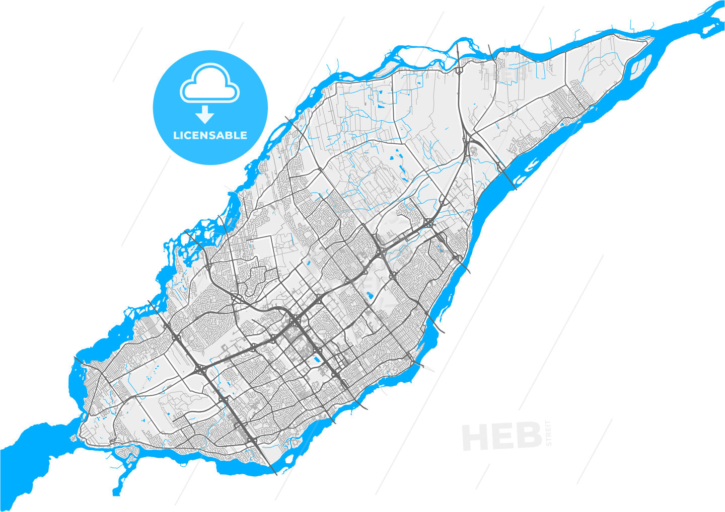Laval, Quebec, Canada, high quality vector map