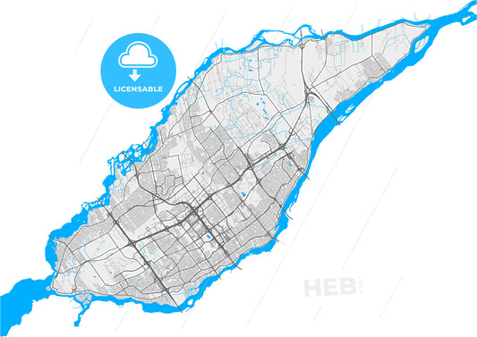 Laval, Quebec, Canada, high quality vector map