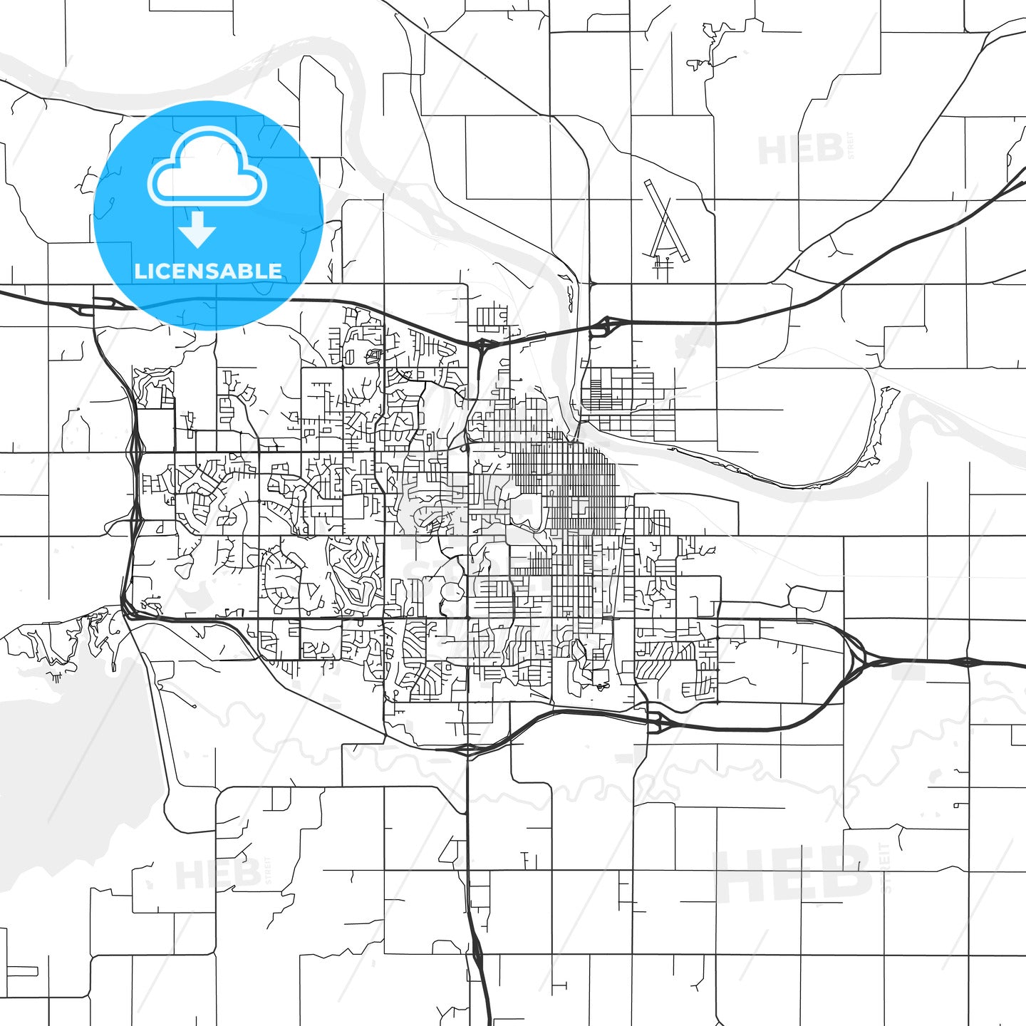 Lawrence, Kansas - Area Map - Light – HEBSTREITS
