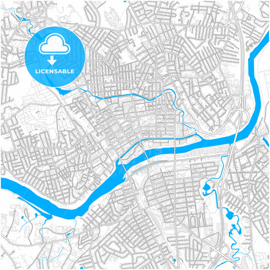 Lawrence, Massachusetts, United States, city map with high quality roads.