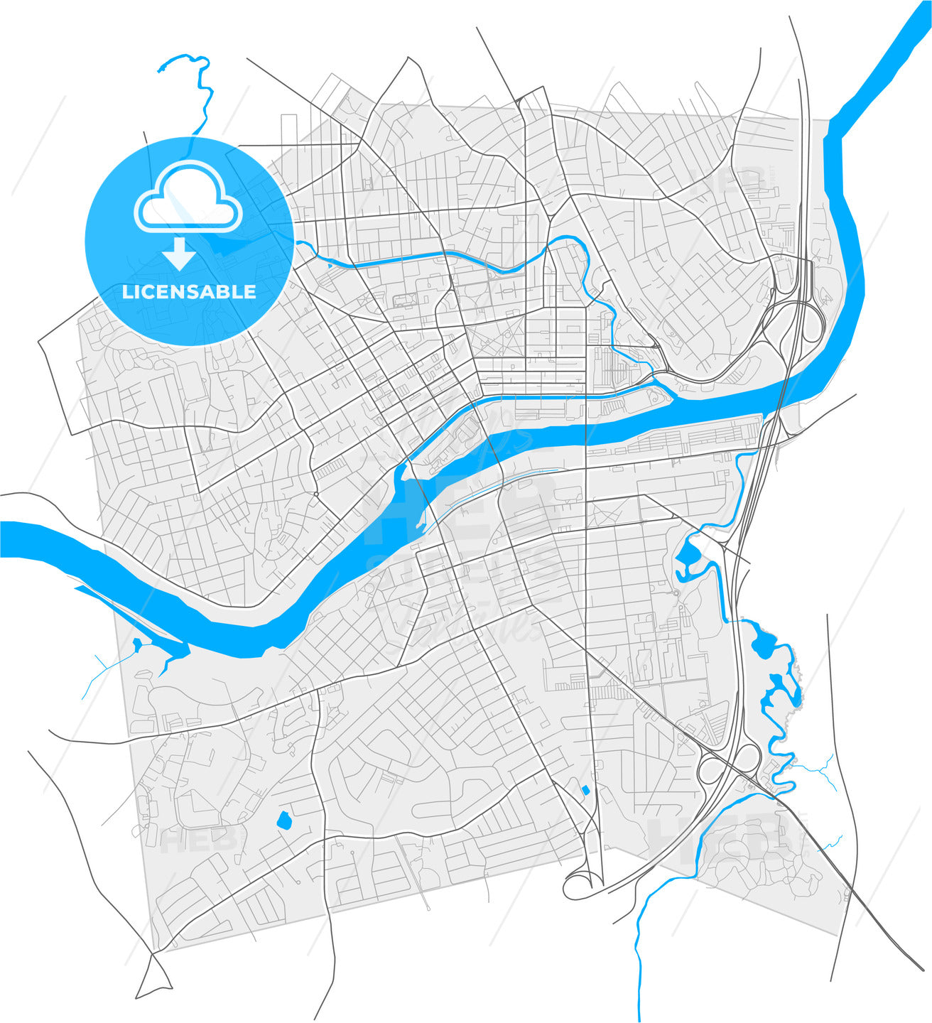 Lawrence, Massachusetts, United States, high quality vector map