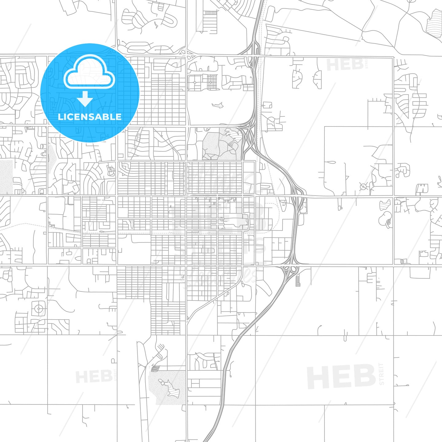 Lawton, Oklahoma, USA, bright outlined vector map