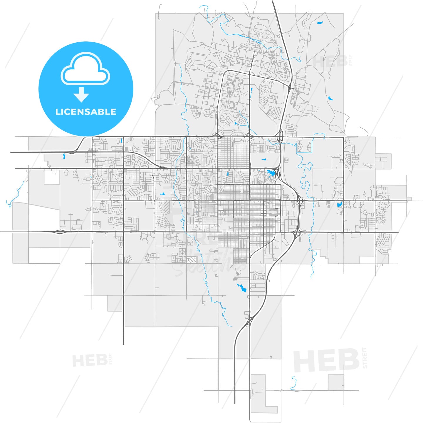 Lawton, Oklahoma, United States, high quality vector map