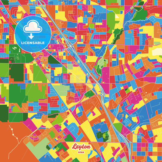 Layton, United States Crazy Colorful Street Map Poster Template - HEBSTREITS Sketches