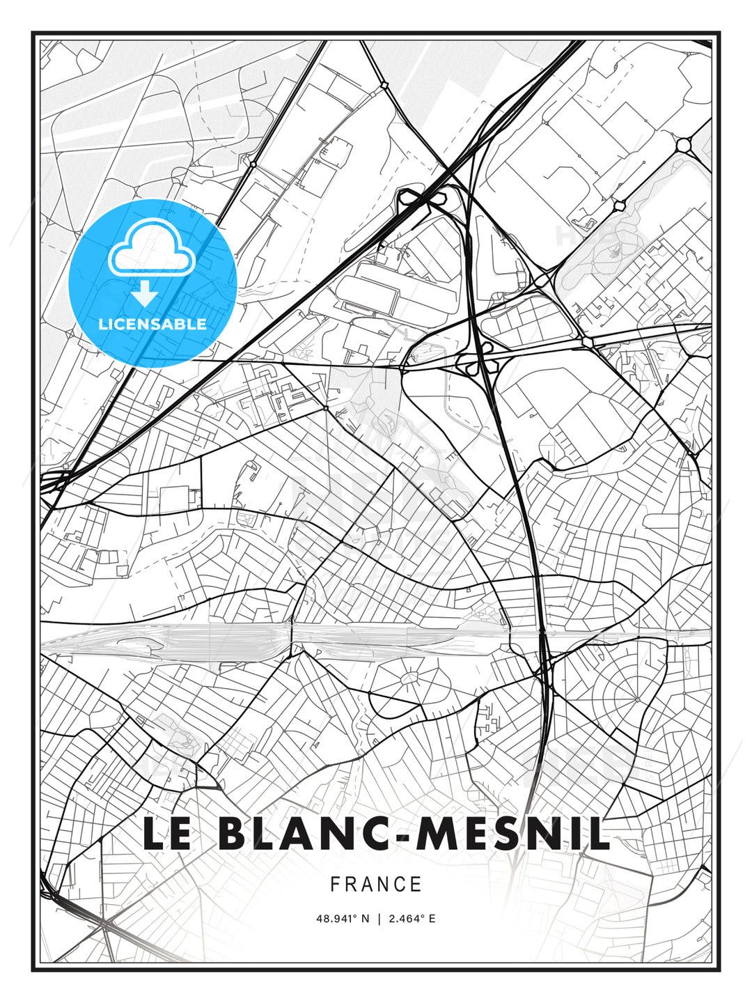Le Blanc-Mesnil, France, Modern Print Template in Various Formats - HEBSTREITS Sketches