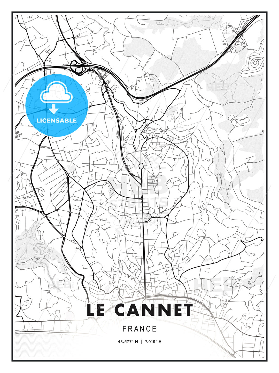 Le Cannet, France, Modern Print Template in Various Formats - HEBSTREITS Sketches