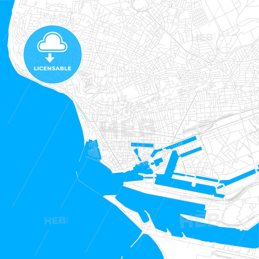 Le Havre, France bright two-toned vector map