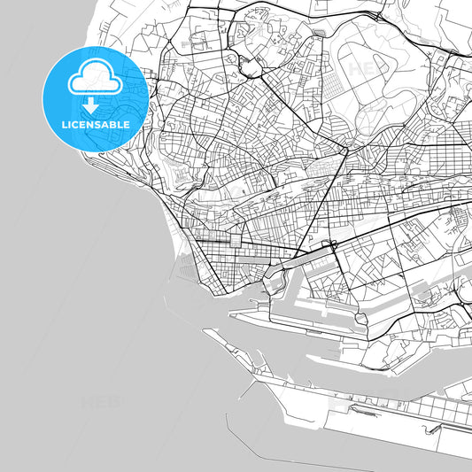 Le Havre, Seine-Maritime, downtown map, light