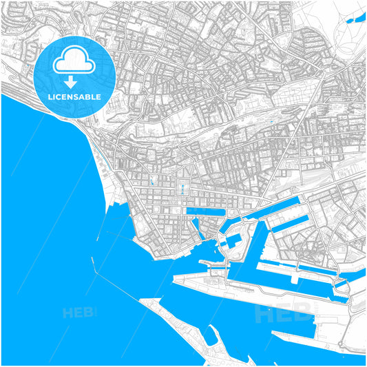 Le Havre, Seine-Maritime, France, city map with high quality roads.
