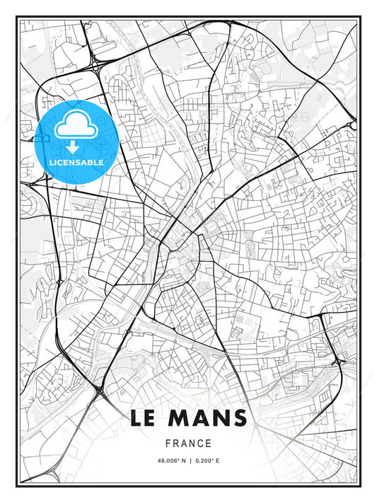 Le Mans, France, Modern Print Template in Various Formats - HEBSTREITS Sketches