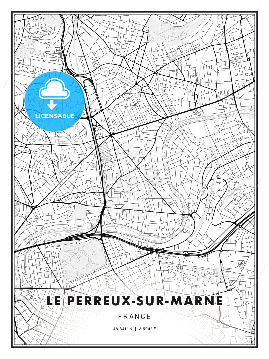 Le Perreux-sur-Marne, France, Modern Print Template in Various Formats - HEBSTREITS Sketches
