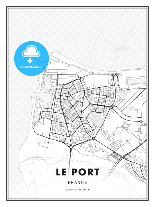 Le Port, France, Modern Print Template in Various Formats - HEBSTREITS Sketches