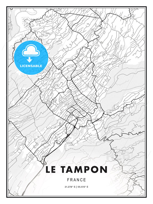 Le Tampon, France, Modern Print Template in Various Formats - HEBSTREITS Sketches