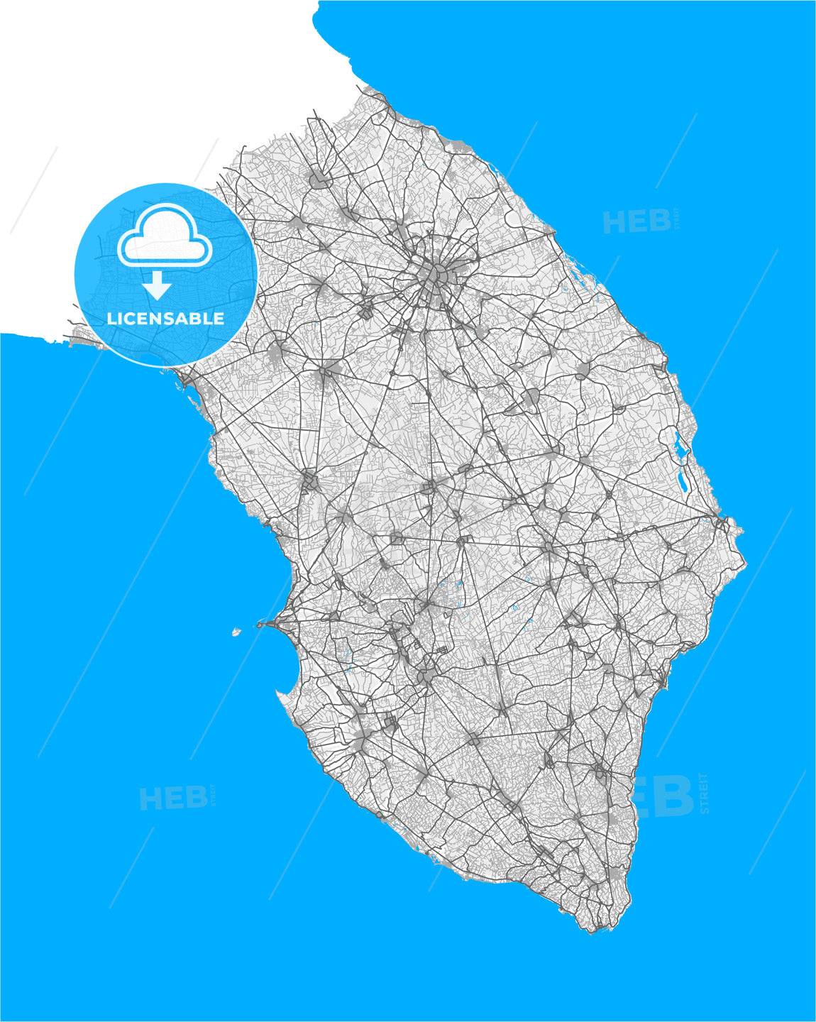 Lecce, Apulia, Italy, high quality vector map