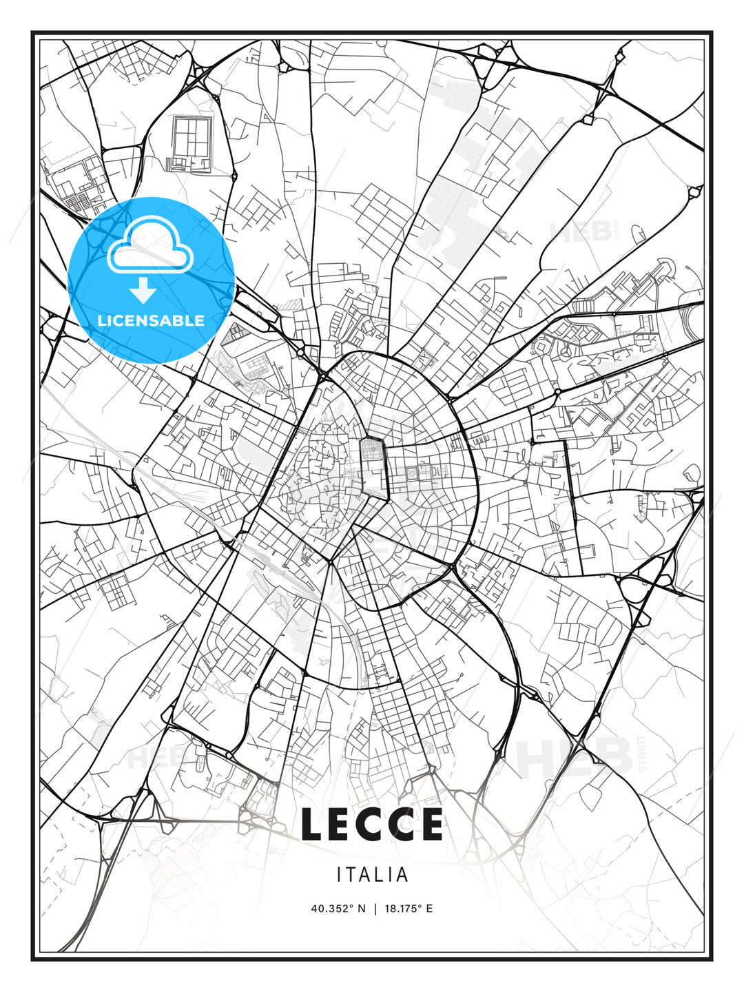 Lecce, Italy, Modern Print Template in Various Formats - HEBSTREITS Sketches