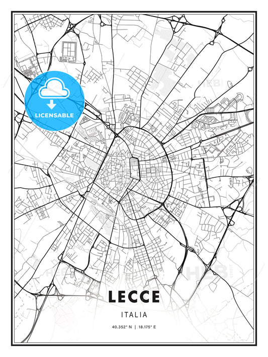 Lecce, Italy, Modern Print Template in Various Formats - HEBSTREITS Sketches
