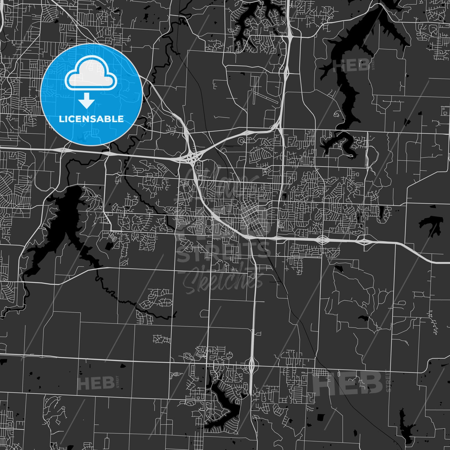 Lee's Summit, Missouri - Area Map - Dark