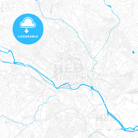 Leeds, England PDF vector map with water in focus